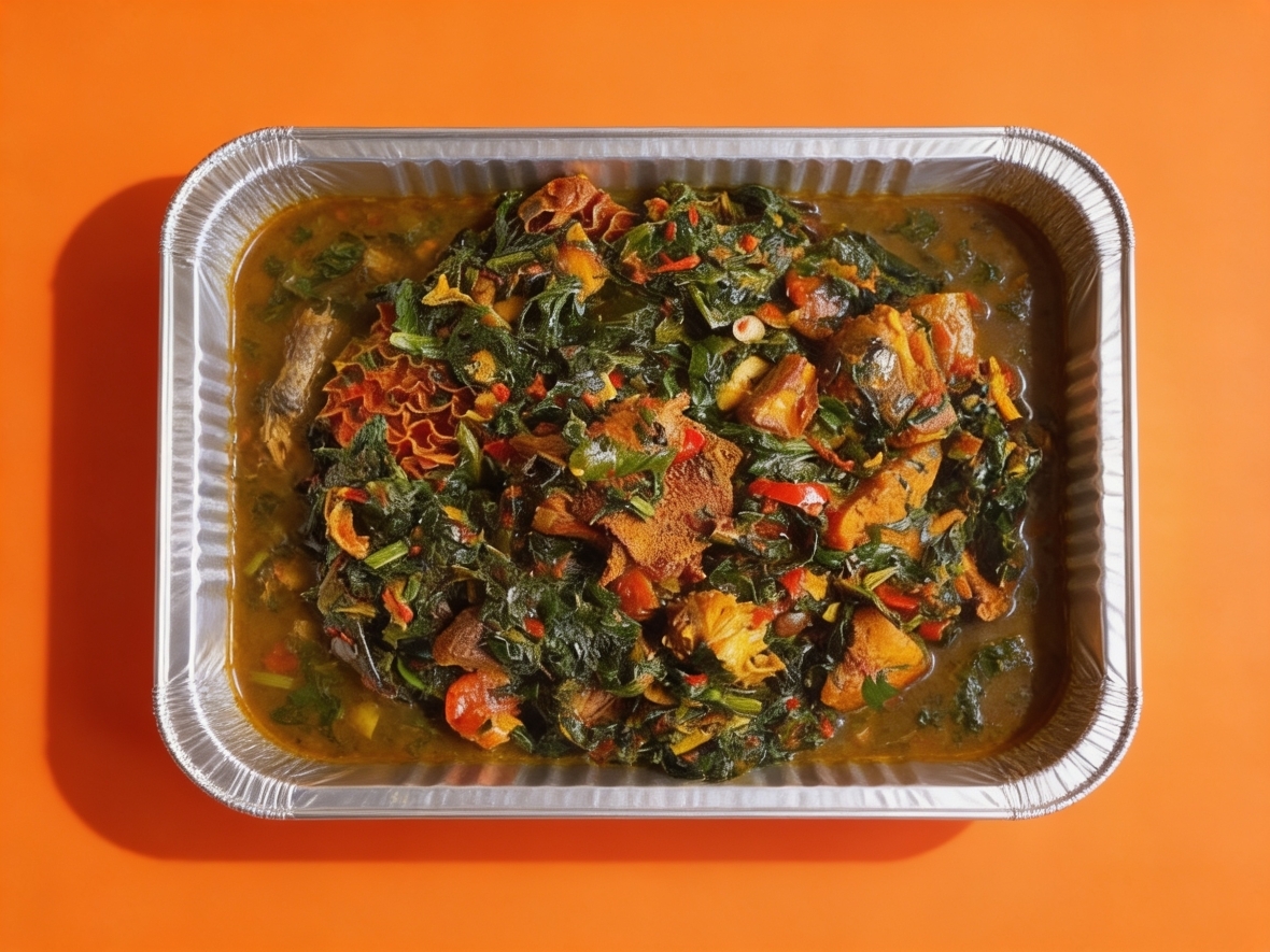 Efo Riro/ Vegetable soup with assorted meat