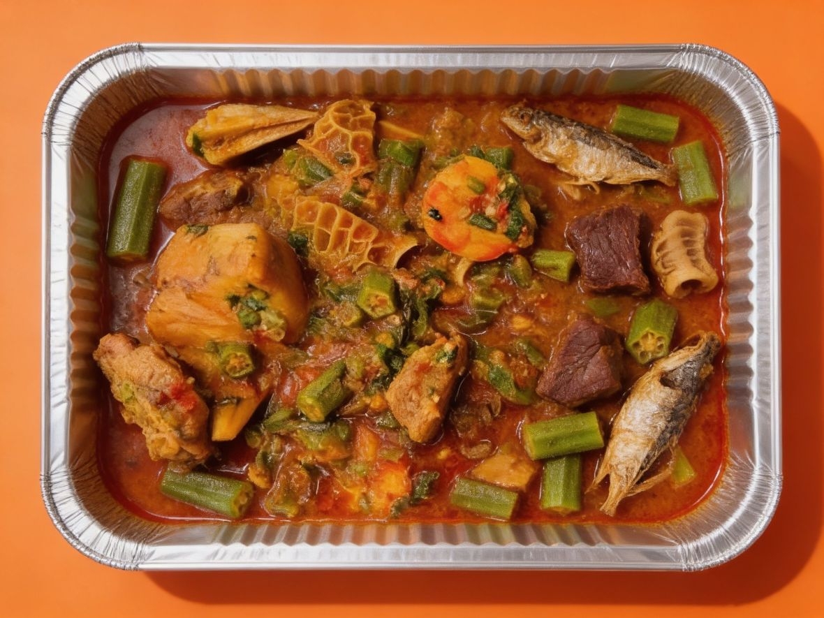 Okro with assorted meat